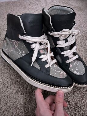 Jimmy Choo Barlowe Leather High-Top Sneakers with Paint-Splash